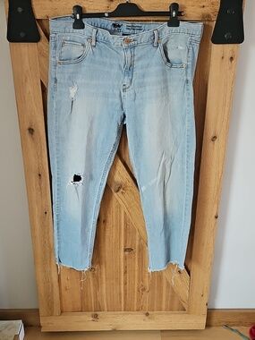MOSSIMO skinny boyfriend premium denim jeans 14 Distressed Crop Light Wash